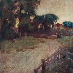 Illustrasjon for The Deserted Village av Oliver Goldsmith (farge litho) av William Lee Hankey