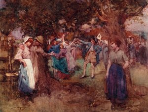 Illustrasjon for The Deserted Village av Oliver Goldsmith (farge litho) av William Lee Hankey