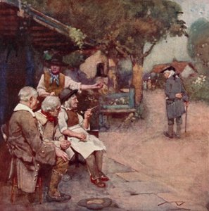 Illustrasjon for The Deserted Village av Oliver Goldsmith (farge litho) av William Lee Hankey