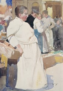 Madame la Menagere, Etaples (akvarell på papir) av William Lee Hankey