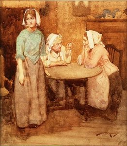 Den øde landsbyen (akvarell på papir) av William Lee Hankey