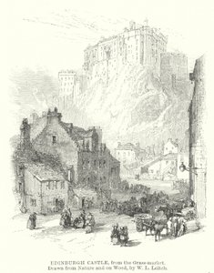 Edinburgh Castle, fra Grass-markedet (gravering)