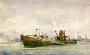En overgitt og strandet ubåt, Portsmouth av William Lionel Wyllie