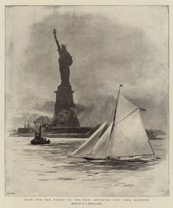 Fra den gamle verden til den nye, inn i New York Harbor av William Lionel Wyllie