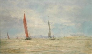 Hoo Fort, River Medway (akvarell på papir) av William Lionel Wyllie