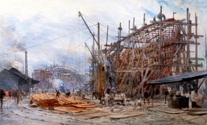 Point House-verftet (akvarell) av William Lionel Wyllie