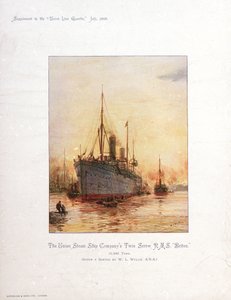 RMS #39;Briton#39;, sent på 1800-tallet til tidlig på 1900-tallet (kromolitografi) av William Lionel Wyllie