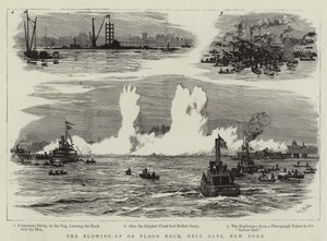 Utblåsningen av Flood Rock, Hell Gate, New York av William Lionel Wyllie