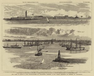 Krisen i Egypt, festningsverkene til Alexandria havn, den allierte skvadronen i havnen i Alexandria