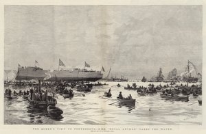 Dronningens besøk i Portsmouth, HMS Royal Arthur tar vannet