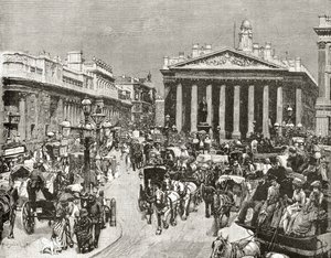 Bank of England og Royal Exchange i det nittende århundre, fra 