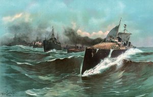 Spanias torpedobåtflotilje på vei fra Kanariøyene til Puerto Rico av William Louis Jnr. Sonntag