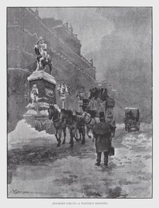 Holborn Circus, en vintermorgen (litho) av William Luker