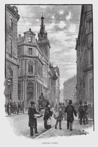 Lombard Street (litho) av William Luker