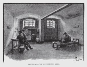 Newgate, den fordømte cellen (litho) av William Luker