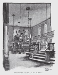 Portugisisk synagoge, Bevis Marks (litho) av William Luker