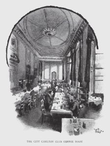 The City Carlton Club Coffee Room (litho) av William Luker