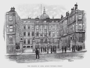 The College of Arms, Queen Victoria Street (litho) av William Luker