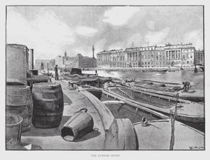 The Custom House (litho) av William Luker