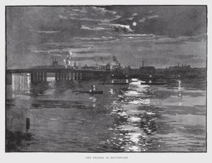 Themsen ved Southwark (litho) av William Luker