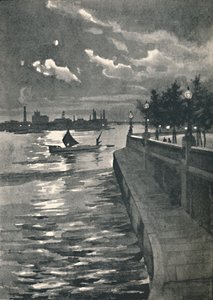 Westminster fra Blackfriars Bridge - Natt, 1891 av William Luker