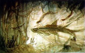The Race (penn og blekk, akvarell på papir) av William M. Timlin