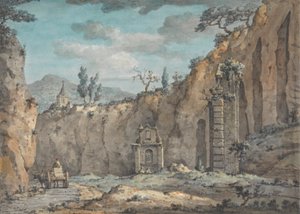Oksevogn i grotten ved Posillipo av William Marlow