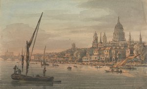 The City og St. Paul's fra South Bank av William Marlow