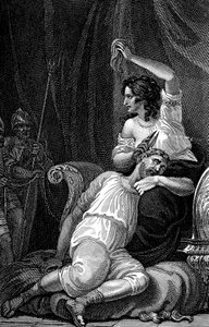 Delilah klippet Samsons hår og tok dermed fra ham styrken, 1820