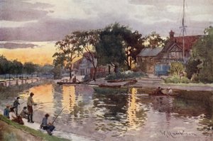 University Boat-houses on the Cam, Sunset