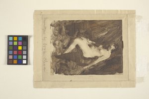 Sittende naken (monotype) av William Merritt Chase