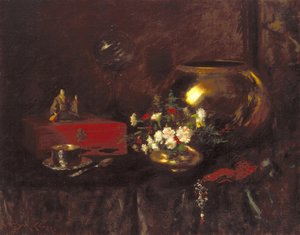 Stilleben: Messingbolle (olje på lerret) av William Merritt Chase