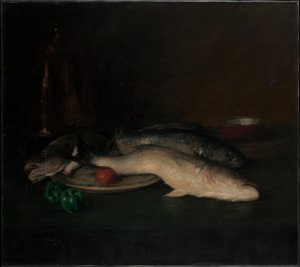 Stilleben: fisk av William Merritt Chase