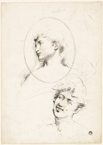 To kvinnelige hoder av William Merritt Chase
