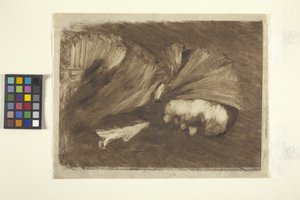 Kvinne i skjerf (monoprint) av William Merritt Chase