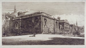 Utsikt over Newgate Prison, Old Bailey, fra Newgate Street, City of London, c1900