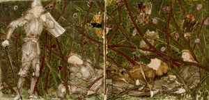 Seksten fliser danner åtte illustrasjoner av 'Briar Rose'-historien, 1862-1865. Artister: William Morris, Sir Edward Coley Burne-Jones.