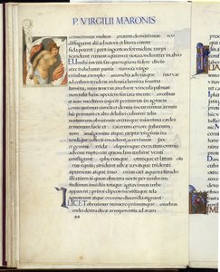 Cassandra bundet, side 44 fra Virgils "Aeneid" av William Morris