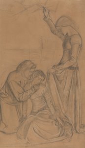 Sammensetning av tre figurer i en hage av William Morris