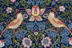 Jordbærtyven. Dekorasjonsstoff (detalj). 1883 av William Morris