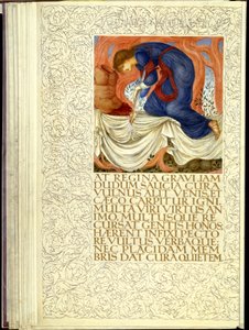 Dido knivstikker seg selv, åpningen av bok IV av Virgils "Aeneid" av William Morris
