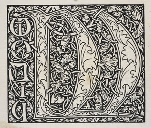 Initial, svart og hvitt. av William Morris