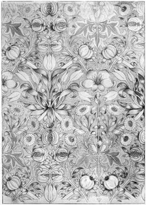 Tapet med lilje- og granateplemønster, 1887 1934. av William Morris