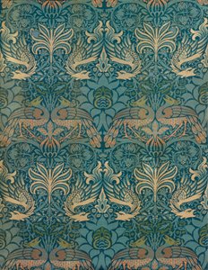 William Morris Peacock and Dragon Textile Design, ca. 1880 (treblokktrykk) av William Morris