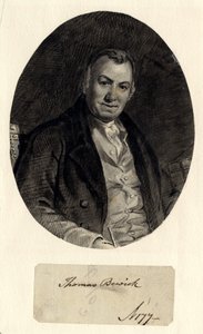 Portrett av Thomas Bewick (blekk på papir (limt på papir)) av William Nicholson