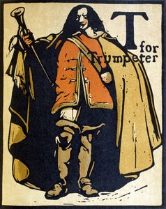 T for Trumpeter, illustrasjon fra 'An Alphabet', utgitt av William Heinemann av William Nicholson