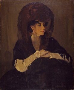 The Brown Veil Portrait of Mrs Harrington Mann, 1905. av William Nicholson