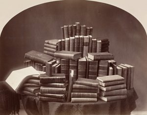 Stilleben med bøker, 1870-80-tallet. av William Notman.
