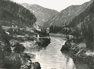 Rockies: Fraser Canyon og Cariboo Road Bridge, nær Spuzzum, Canada, 1895.