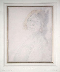 Portrett av fru Hone (blyant og akvarell på papir) av William Orpen